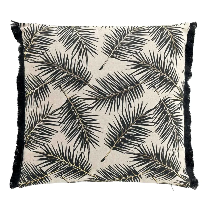Kissen Blätter Gold Schwarz 45 x 45 cm