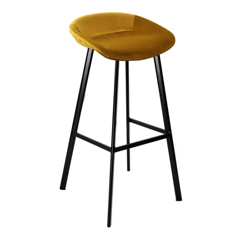 Barhocker – Goldener Ton, Velours Sitz, Metall Fuß, 80 cm - Finn | Kick Collection