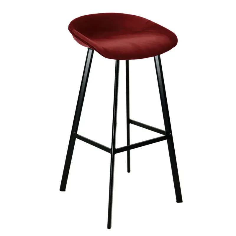 Barhocker – Roter Ton, Velours Sitz, Metall Fuß, 80 cm - Finn | Kick Collection