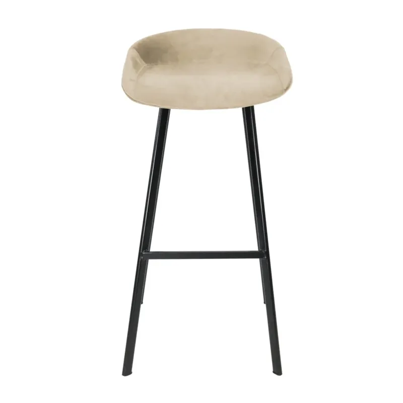Barhocker – Champagnerfarbener Ton, Velours Sitz, Metall Fuß, 70 cm - Finn | Kick Collection