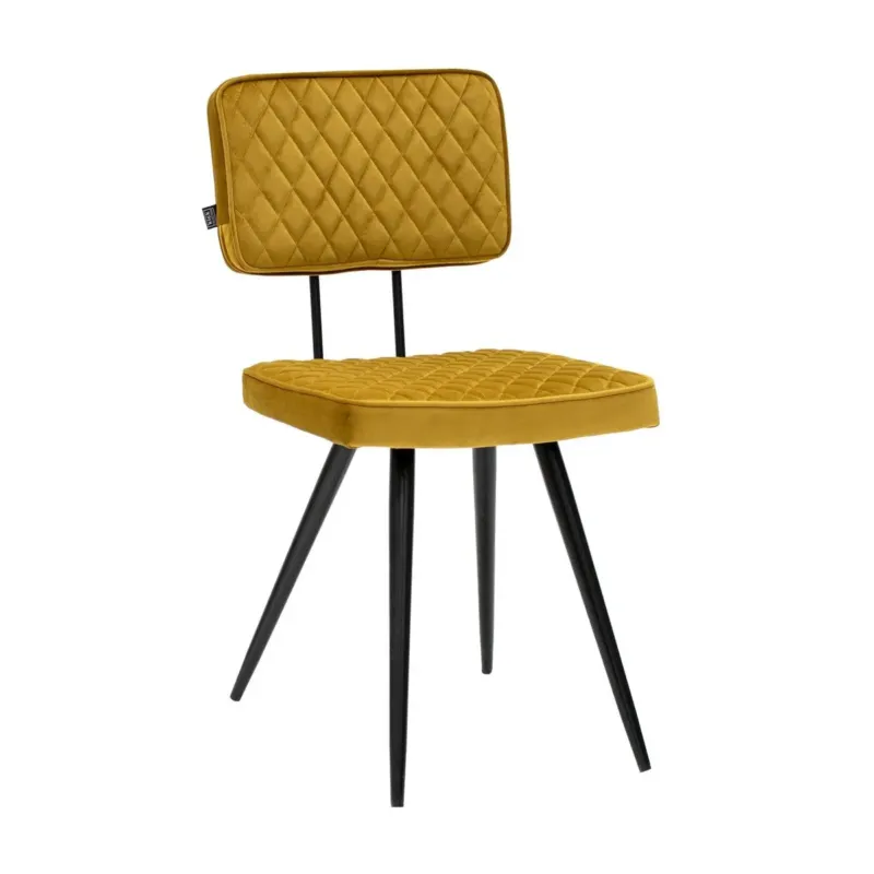 Esszimmerstuhl – Velvet Stoff, Rautensteppung, Goldene Farbe - Toby | Kick