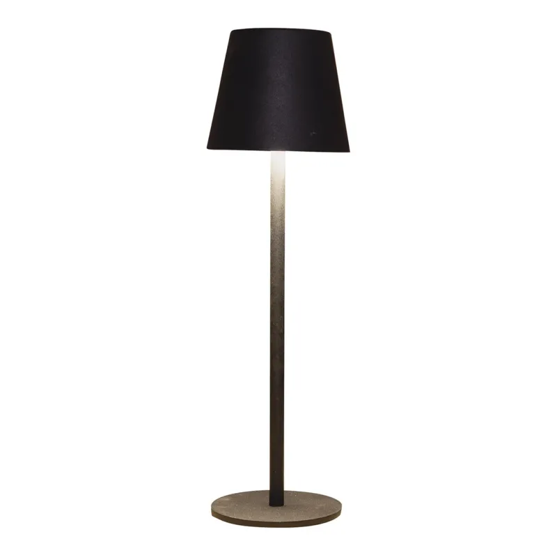 LED-Tischlampe aus Metall mit warmweißem Licht, dimmbarer Touch-Funktion, Indoor- & Outdoor-Eignung und mattschwarzem Finish | Wurm