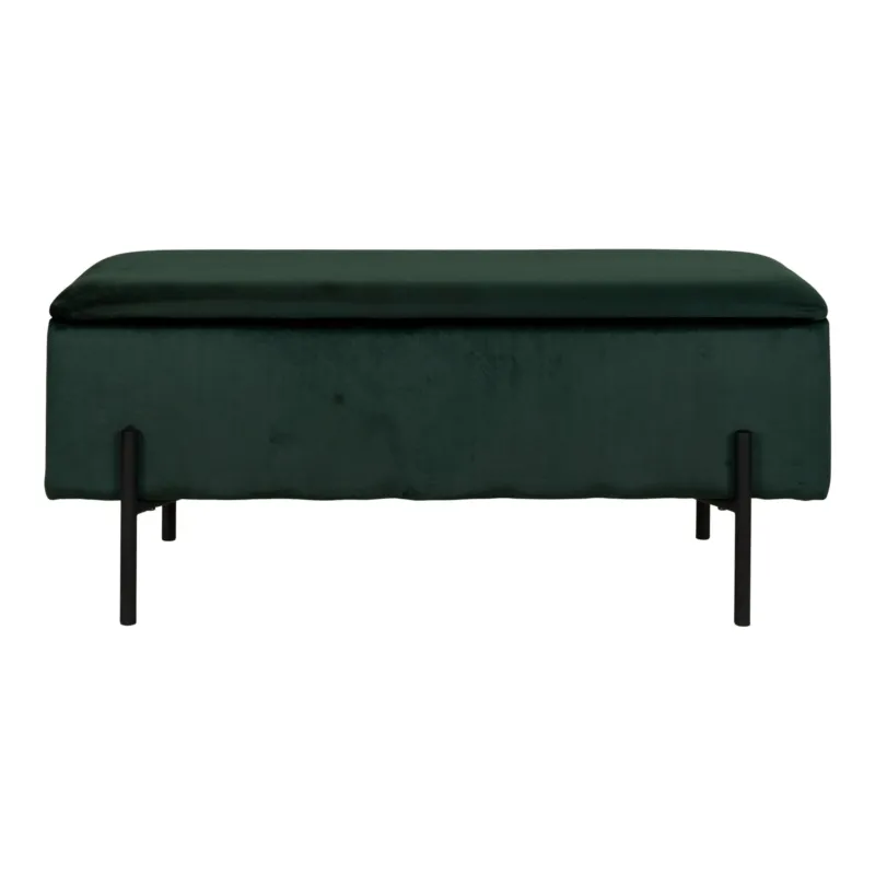 Sitzbank – mit Stauraum, grüner Velours, 95 cm - Watford | House Nordic