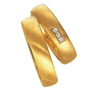 Linden Trauringe / Eheringe Hinwil mit 3 Diamant & klassischem Design - 035/036