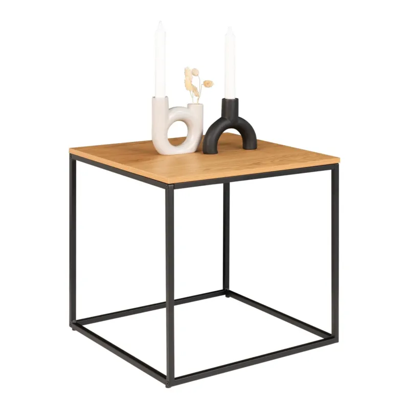 Beistelltisch – Eiche Optik, Schwarzes Metallgestell, 45 cm Höhe - Vita | House Nordic