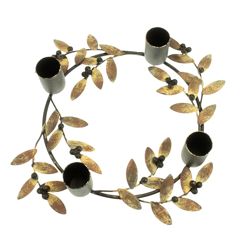 Adventskranz Metall Gold Schwarz 24 cm