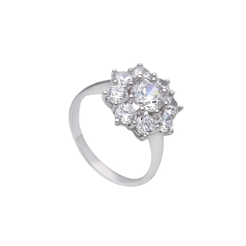 18 Karat Gold - 750 Weissgold Ring mit Zirkonia Steinen - 277818
