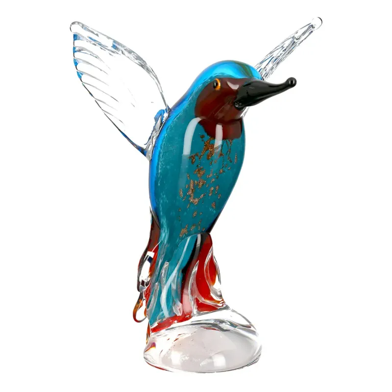 Figur – Blauer Vogel, Roter Akzent, Klares Glas - Eisvogel | Gilde