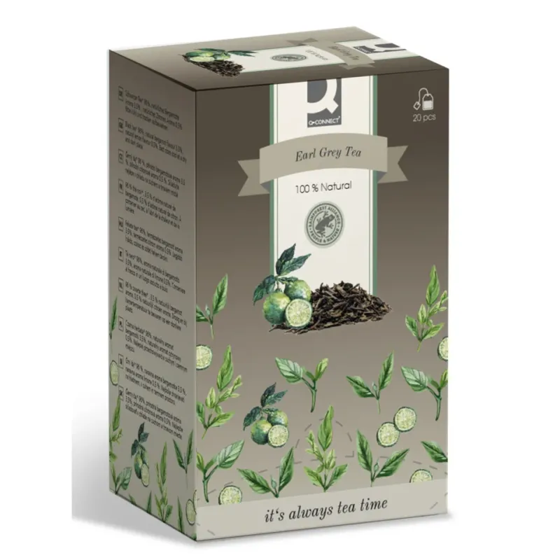 Schwarztee Earl Grey, 20 Beutel Q-CONNECT KF10244