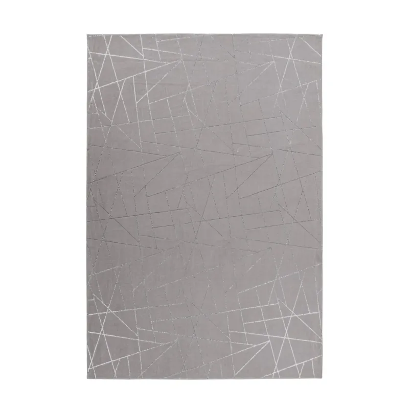 Teppich – Taupe / Silber Farbe, Weicher Flor, Glanz Muster, 170 cm - Bijou 125 | Kayoom