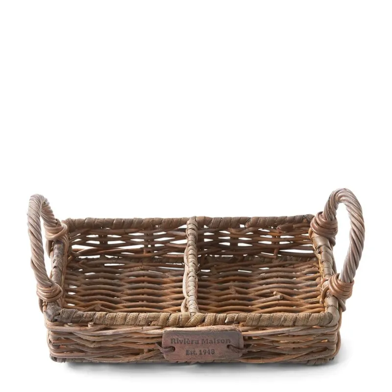 Tablett Handgeflochtenes Rattan mit 2 - Fächern – Soap Tray | Rivièra Maison - Esszett Luxury | Stilvolles Wohnen mit Charakter