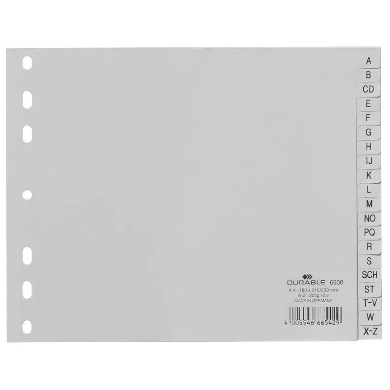 DURABLE Ordnerregister Halbformat A-Z grau 20-teilig, 1 St.