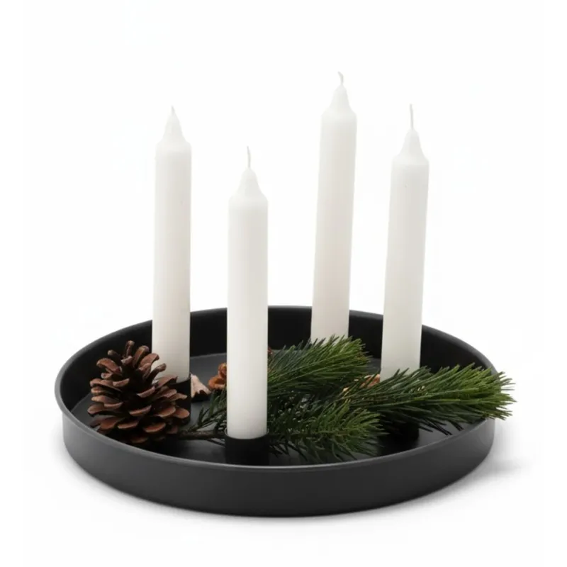 Kerzenteller Metall Schwarz Weiß od. Gold modern Adventskranz rund Weihnachtsdekoration
