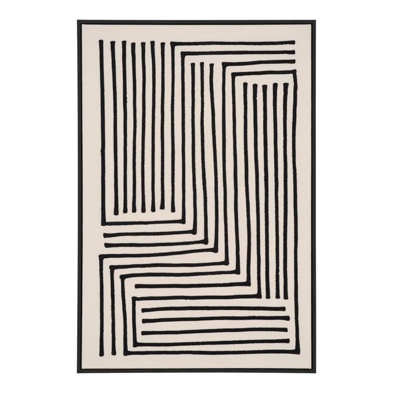 Wanddeko – Schwarz-Beige, geometrisches Liniendesign, 90 cm hoch - Lipari | House Nordic
