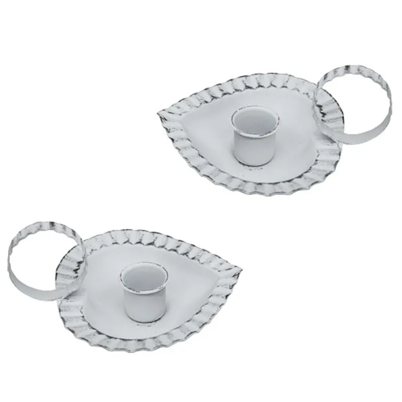 2er Set Kerzenhalter Herz Shabby Chic Weiß