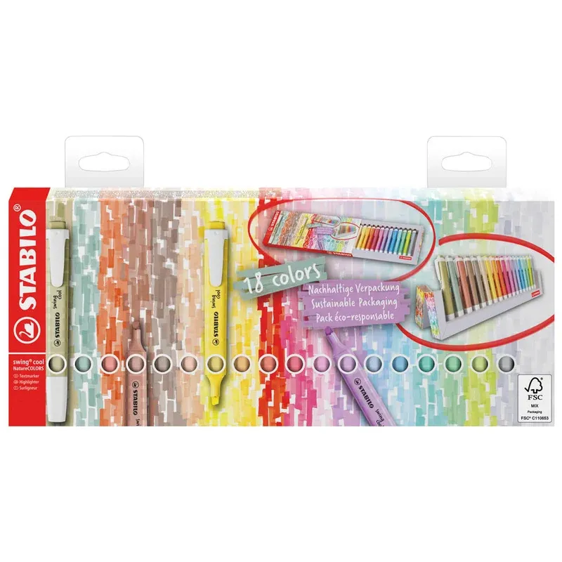 STABILO swing cool NatureCOLORS Textmarker farbsortiert, 18 St.