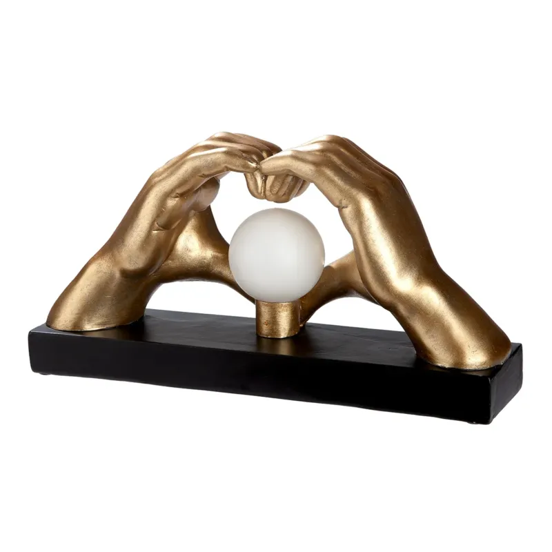 Tischleuchte – Glänzendes Kunstharz, Mattgold Finish, Herz Design | Gilde