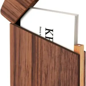 Wooden Business Card Case Holder Walnut with Magnetic Closure