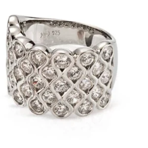 Silber Damenring 925 rhodiniert mit Zirkonia-Steine - SR-133