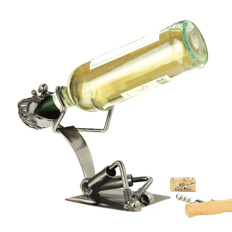 Flaschenhalter – Vernickeltes Metall, Silberfarbener Glanz, Schlanke Form - Schluckspecht | Gilde