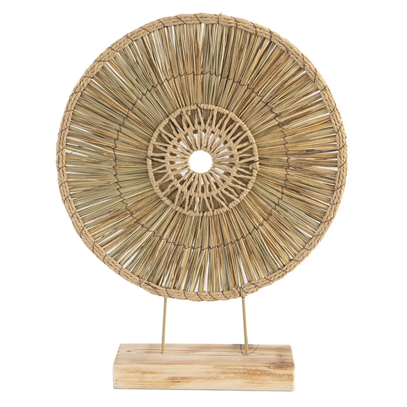 Dekoskulptur rund Seegras Holz Dekoobjekt modern boho