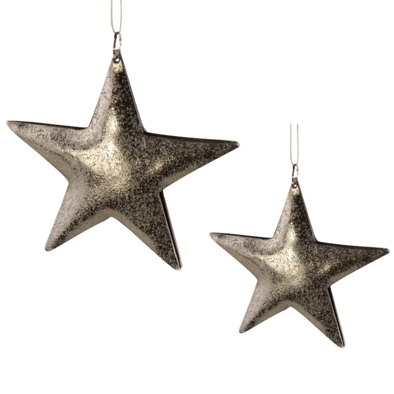 2er Set Metallstern Bronze 15 & 20 cm