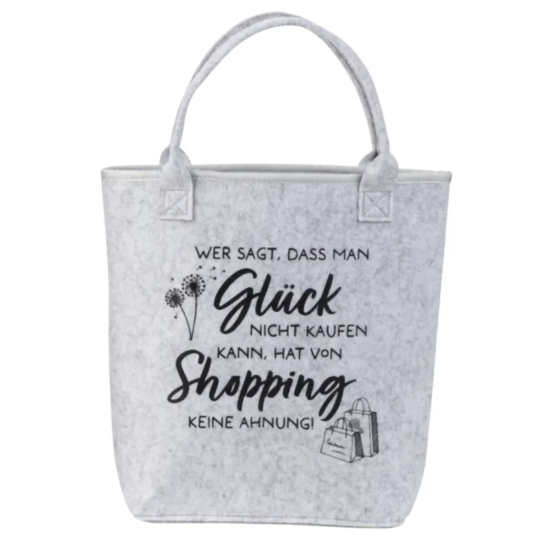 Filztasche Shopping Hellgrau 37 cm Filz Tasche Grau Einkaufstasche Shopper