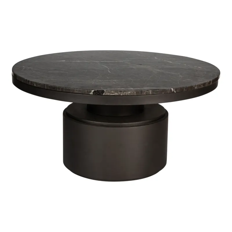 Couchtisch – Marmor Optik, Dunkler Sockel, Braune Hochform - Bregt | PTMD