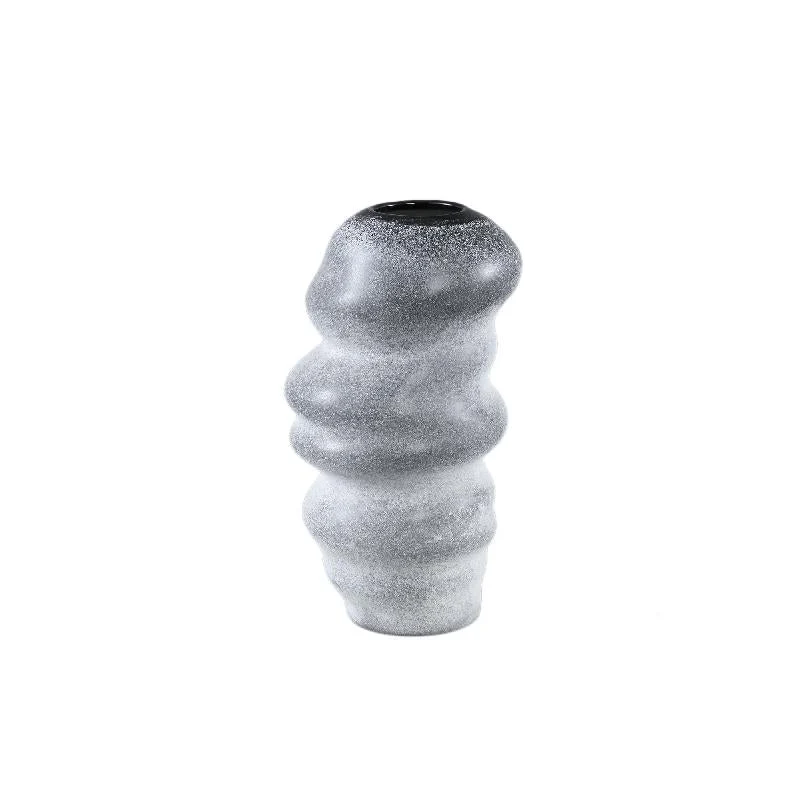 Vase – Wellen Design, Runde Form, Glas Material, Grau, L – Orietta | PTMD