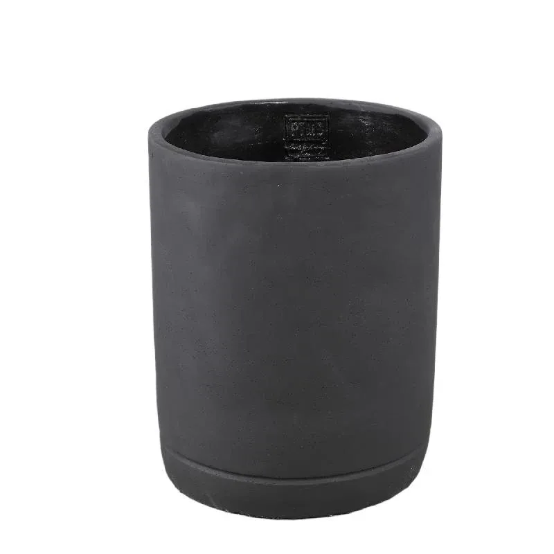 Blumentopf - Zylindrischer Zement, Runde Form, Matte Oberfläche, Dunkellila, L – Vik | PTMD