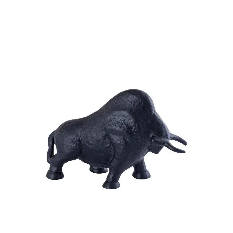 Statue - Aluminiumguss, Stier-Design, matte Oberfläche, Schwarz, S – Ebeny | PTMD