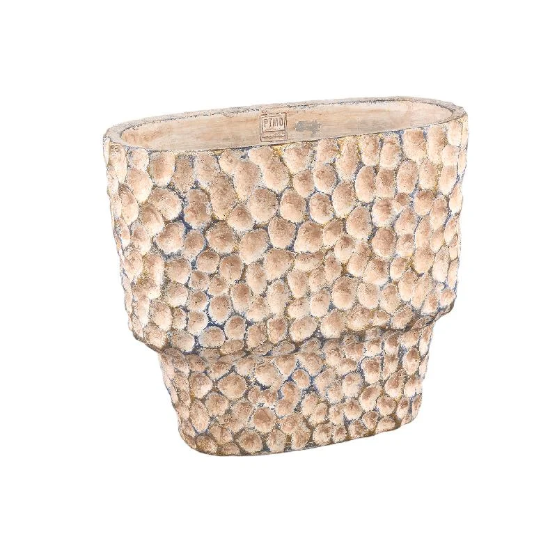 Blumentopf – Ovale Form, Gestempeltes Muster, Braune Farbe, L – Liselot | PTMD