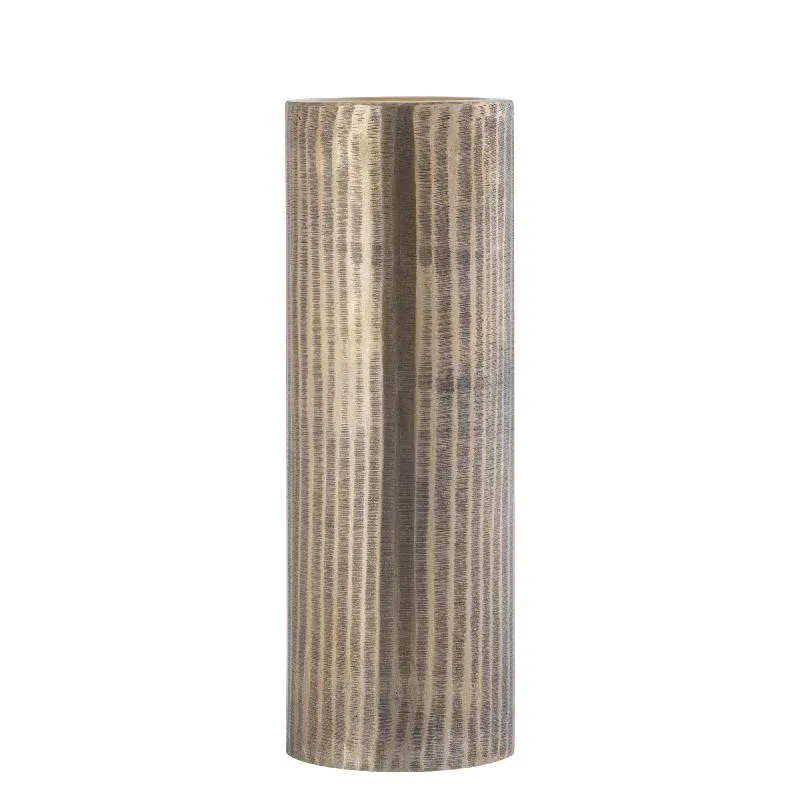 Kerzenhalter – Geripptes Design, Zylindrische Form, Aluminium Material, Gold, L – Jowad | PTMD