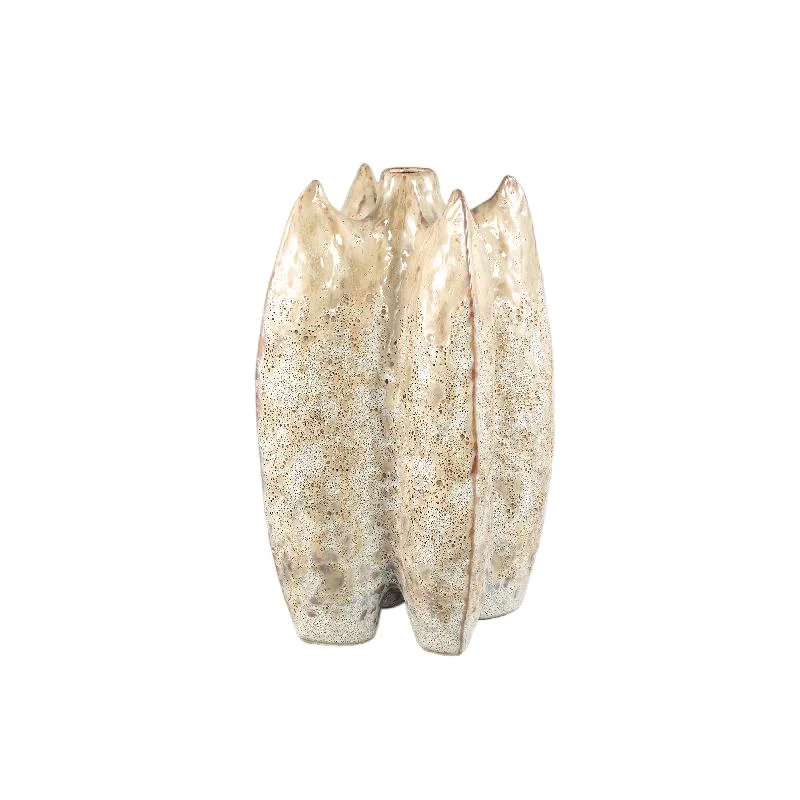 Vase – Keramikmaterial, Geformtes Design, Cremefarbe, L – Shareece | PTMD