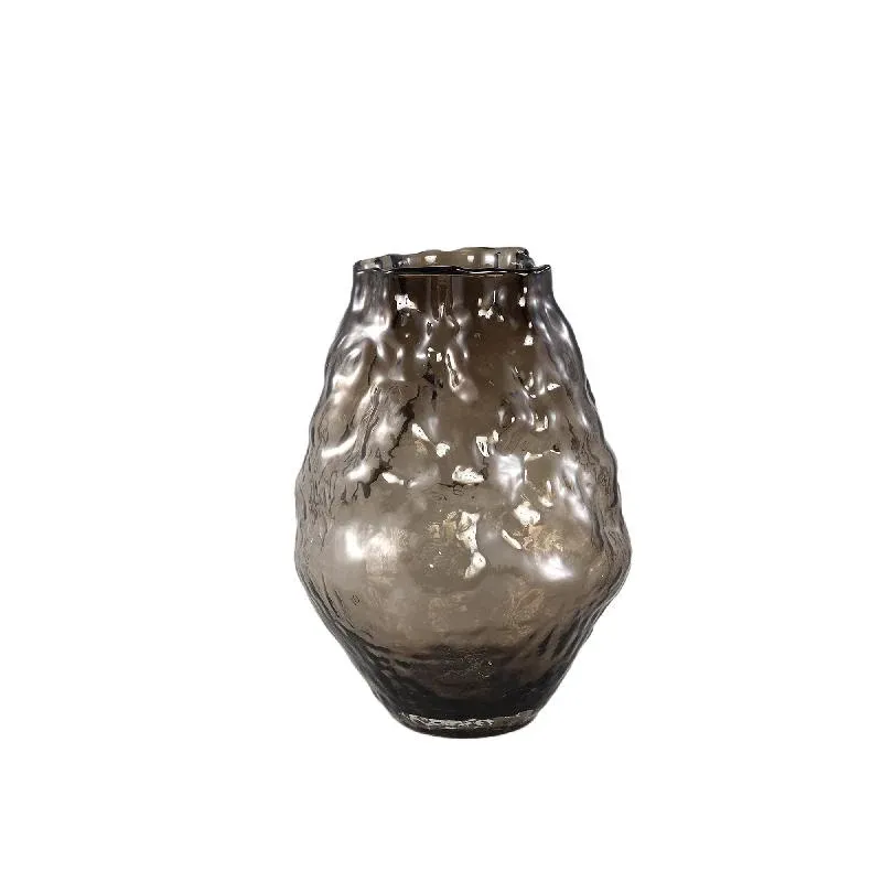 Vase – Unregelmäßiges Design, Runde Form, Glas Material, Braun, S – Narin | PTMD