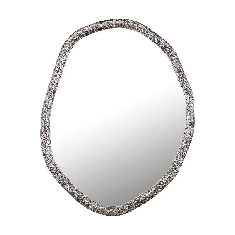 Wandspiegel – Organisches Design, Runde Form, Aluminium Material, Silber – Paislie | PTMD