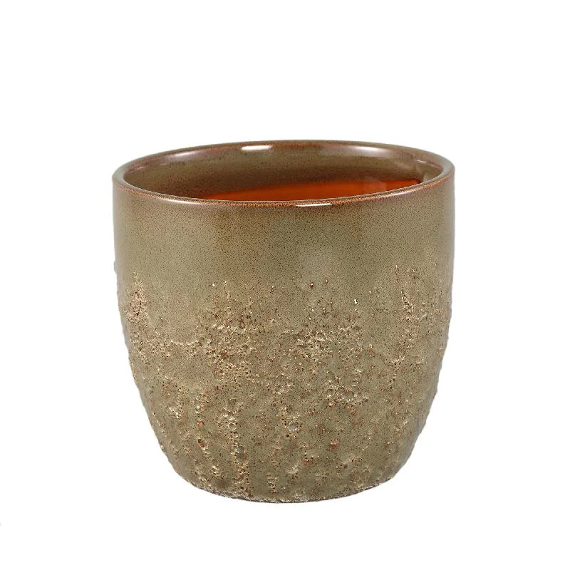 Blumentopf - Keramik, Runde Form, Bauchige Form, Grün, L - Harper | PTMD