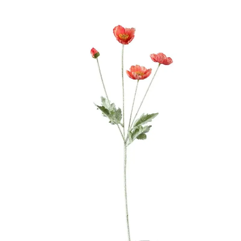 Mohnblume – Lachsorangefarbener Mohnzweig aus Stoff und Kunststoff | PTMD