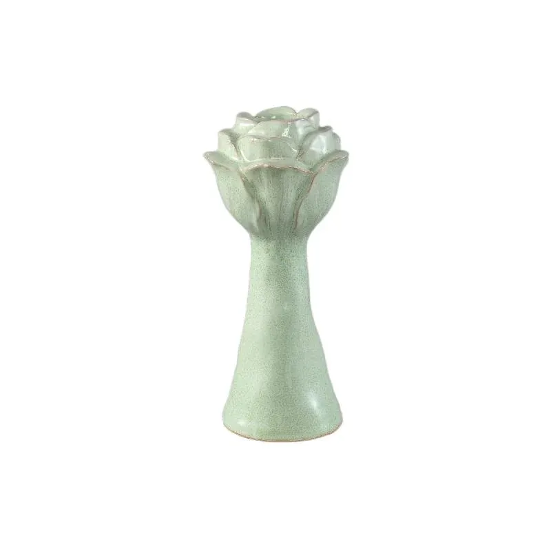 Vase – Keramikmaterial, Blumenform Design, Mintgrüne Farbe, L – Minerva | PTMD