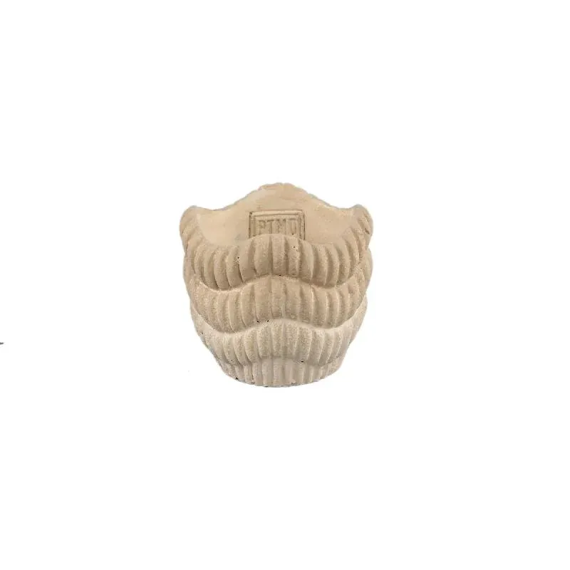 Blumentopf - Runder Zement, Rillenmuster, Wellenlinienmuster, Cremefarbe, XS – Kiera | PTMD