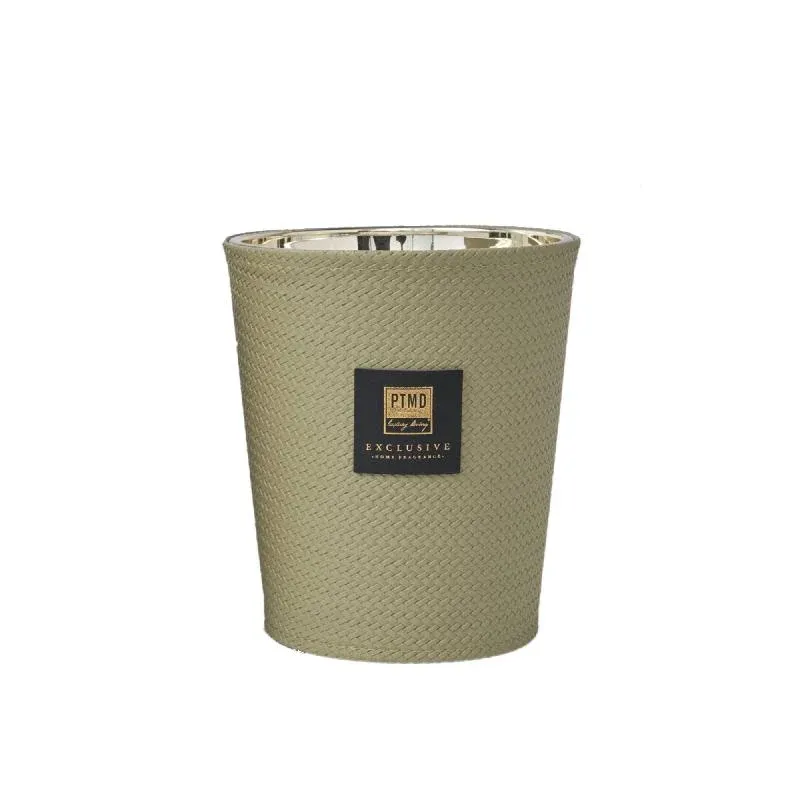 Kerze aus Glas mit Lederdetail & handveredeltem Finish (900 g) – Black Forest | PTMD - Esszett Luxury | Stilvolles Wohnen mit Charakter