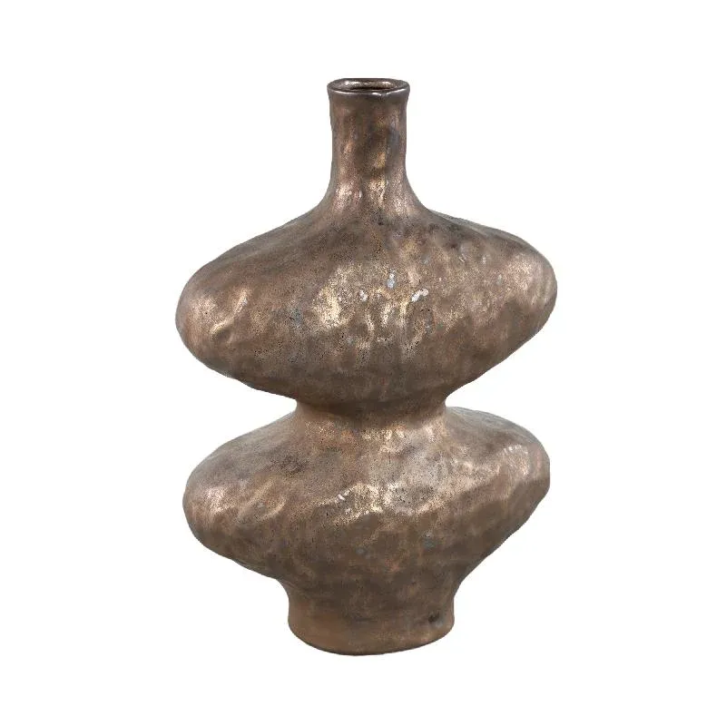Vase – Keramik Steinzeug, Ovales Design, Bronze, L – Chelsean | PTMD