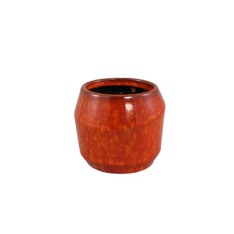 Topf – Glasierte Oberfläche, Runde Form, Orange Farbe, Keramikmaterial, S – Portian | PTMD