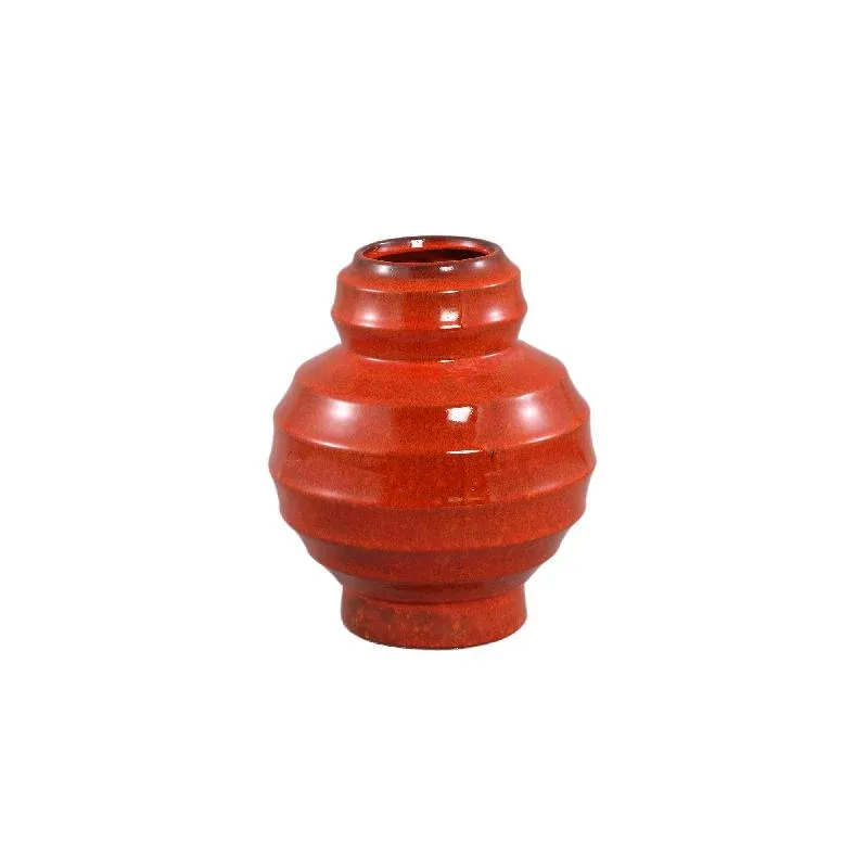 Vase – Geschichtetes Design, Glasierte Oberfläche, Orange Farbe, Keramikmaterial, S – Portian | PTMD