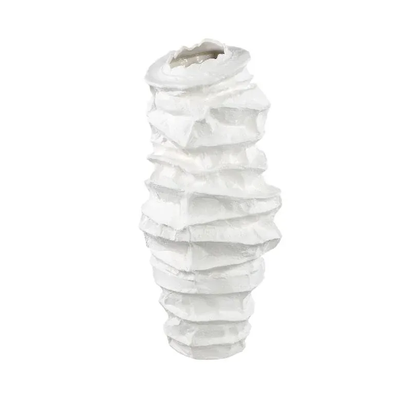 Vase – Steinzeug Keramik, Unregelmäßiges Design, Weiße Farbe, Schlanke Form, L – Aharon | PTMD