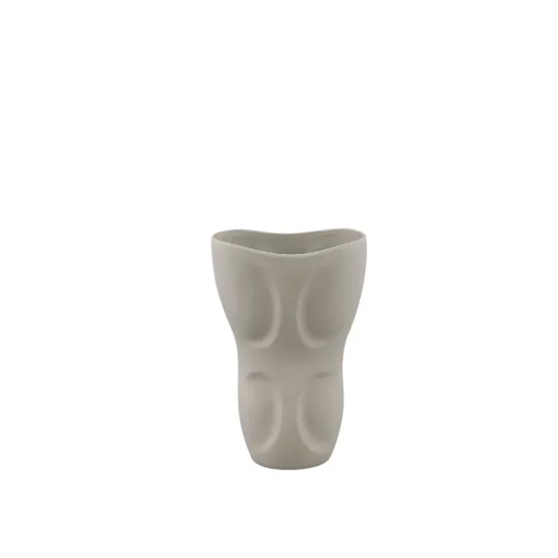 Vase – Steinzeug Keramik, Ovales Design, Graue Farbe, Muster Oberfläche, S – Dayna | PTMD