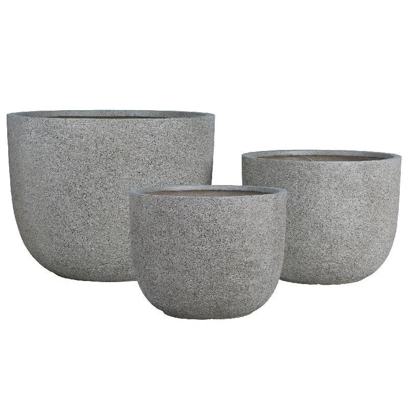 Topf – Struktur Design, Runde Form, GRC Material, Sand, Groß – Delsey | PTMD