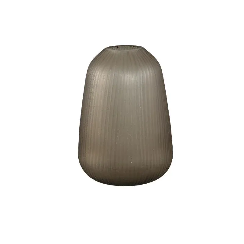 Vase – Braunglas, Geriffelte Oberfläche, Runde Form, M – Marria | PTMD