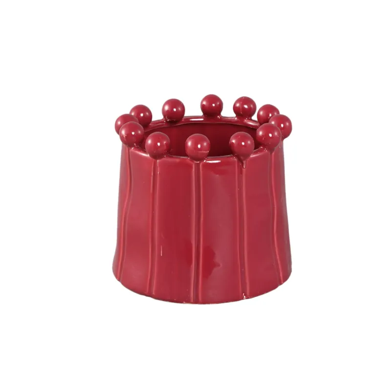 Blumentopf - Runde Form, Porzellan-Keramik, Kugelrand, Rosa, M - Celine | PTMD