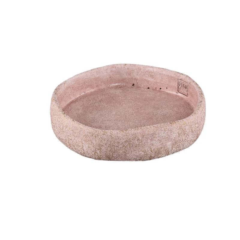 Schale - Zement, unregelmäßige Form, rund, Rosa, massive Ausführung, M – Yadin | PTMD